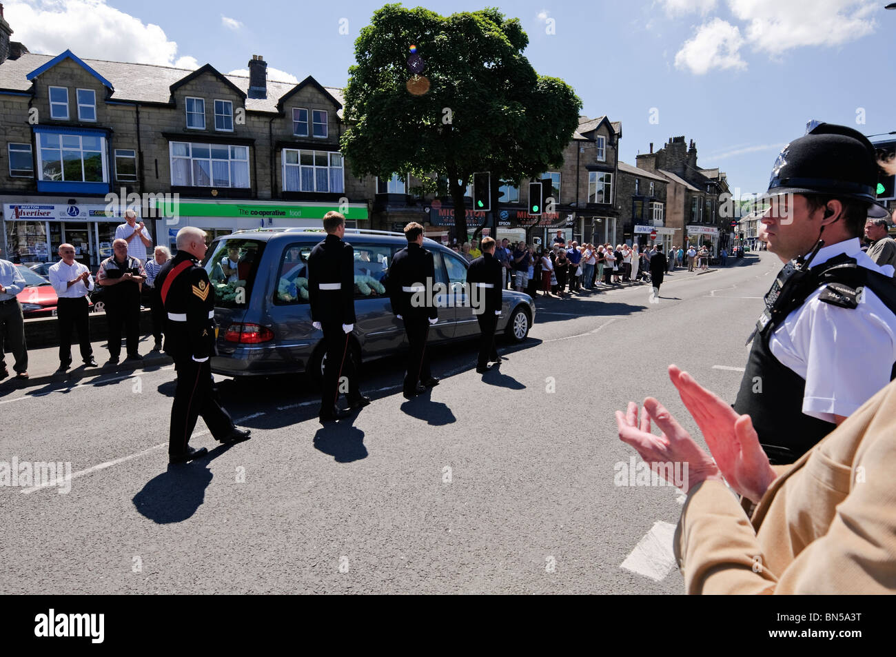 BUXTON UK JUNE 21 Funeral cortege of Royal Marine Scott Gregory