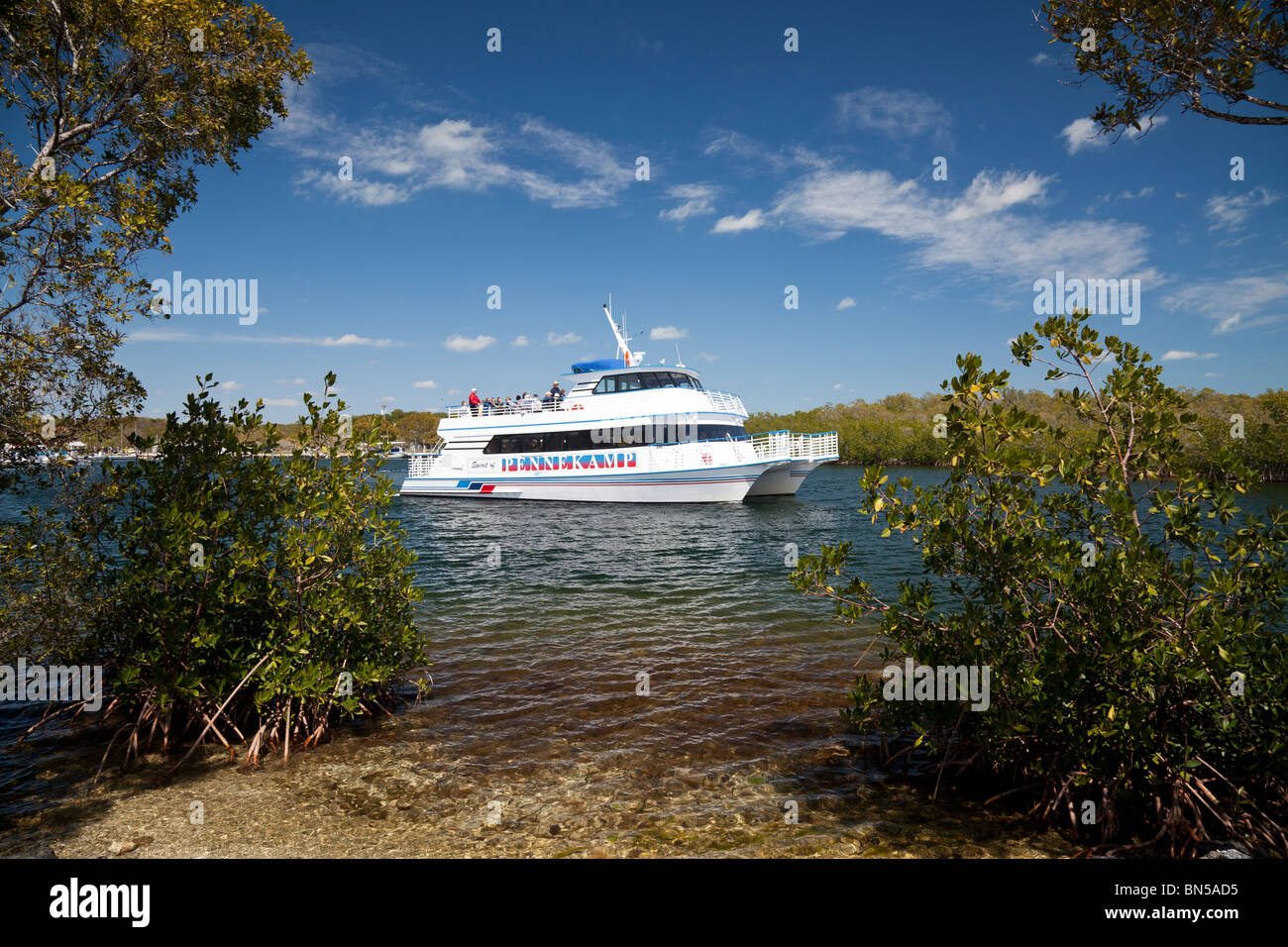 Boat trip taking tourists around the John Pennekamp State Park, Key Largo, Florida. Stock Photo