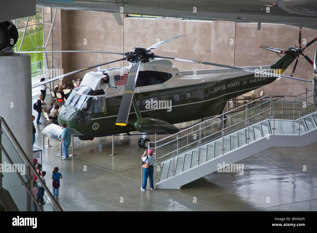 Marine One exhibit at the Ronald Reagan Presidential Library and Museum in Simi Valley, California, United States Stock Photo