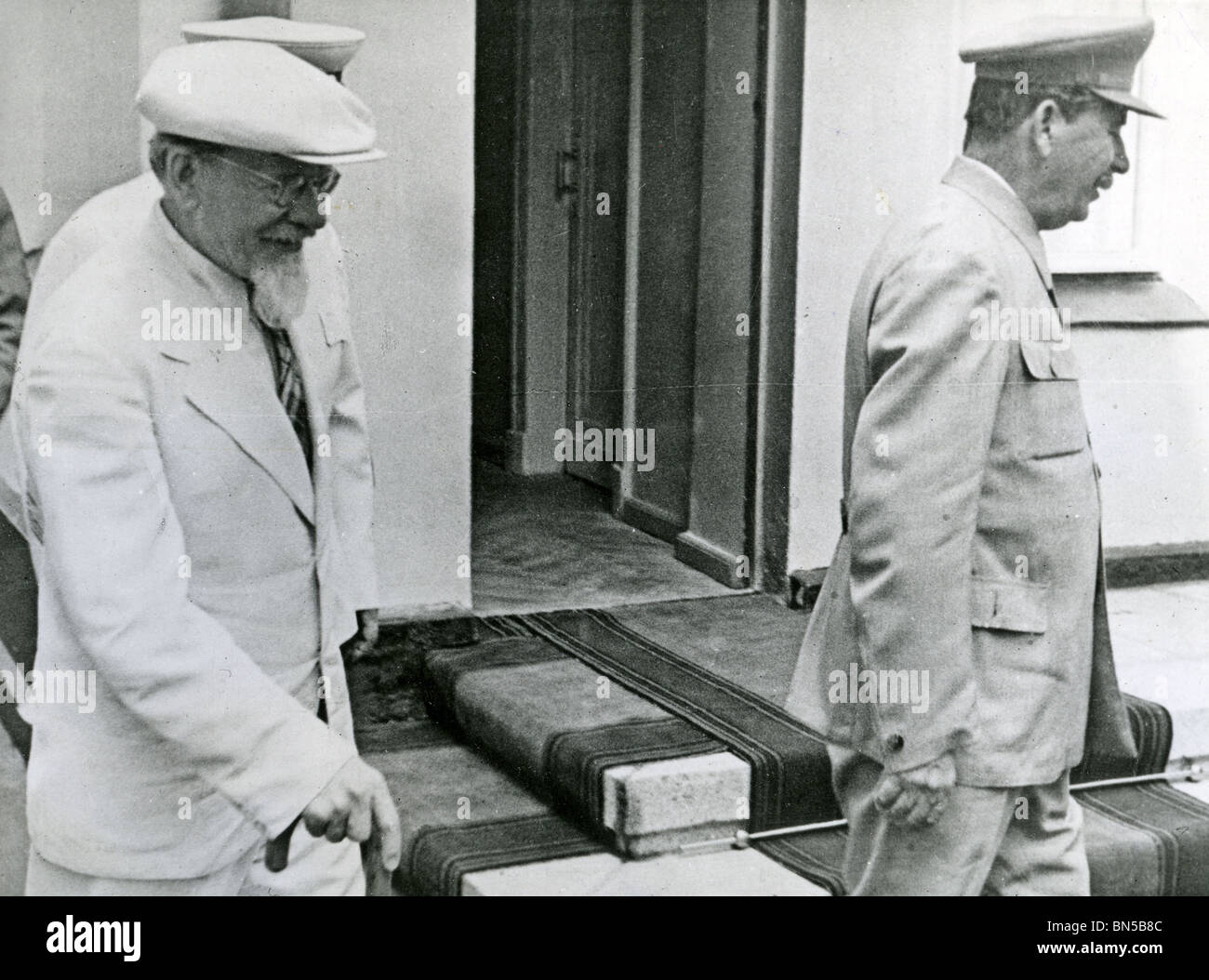 JOSEPH STALIN at right with Mikhail Kalinin in 1945 Stock Photo