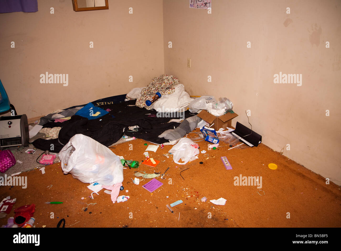 Sheriff's office drug related search warrant in rural US community. Saline County Sheriff's Office, Nebraska, USA. Stock Photo