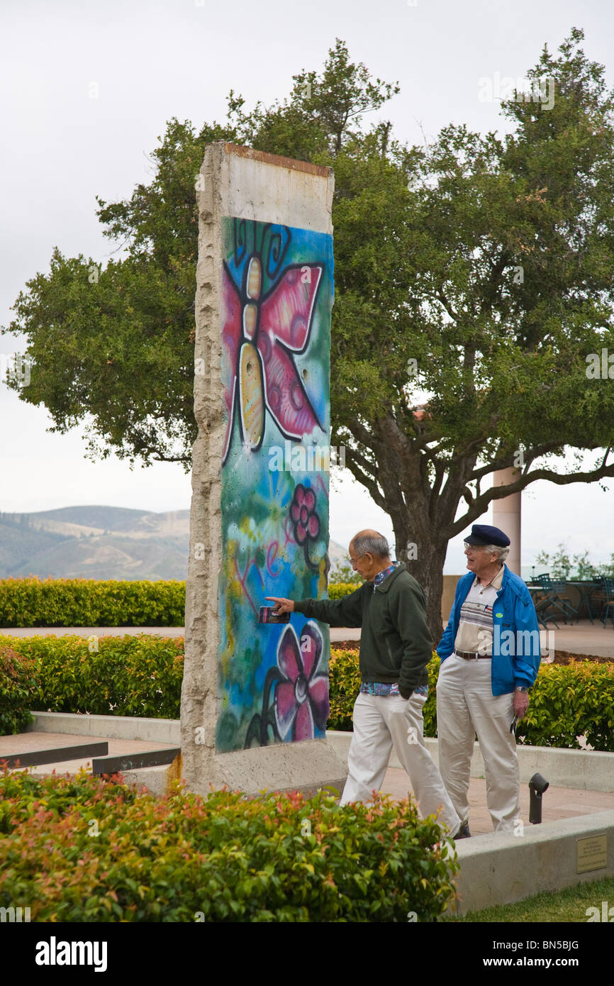 Berlin Wall exhibit at the The Ronald Reagan Presidential Library and Museum in Simi Valley California Stock Photo