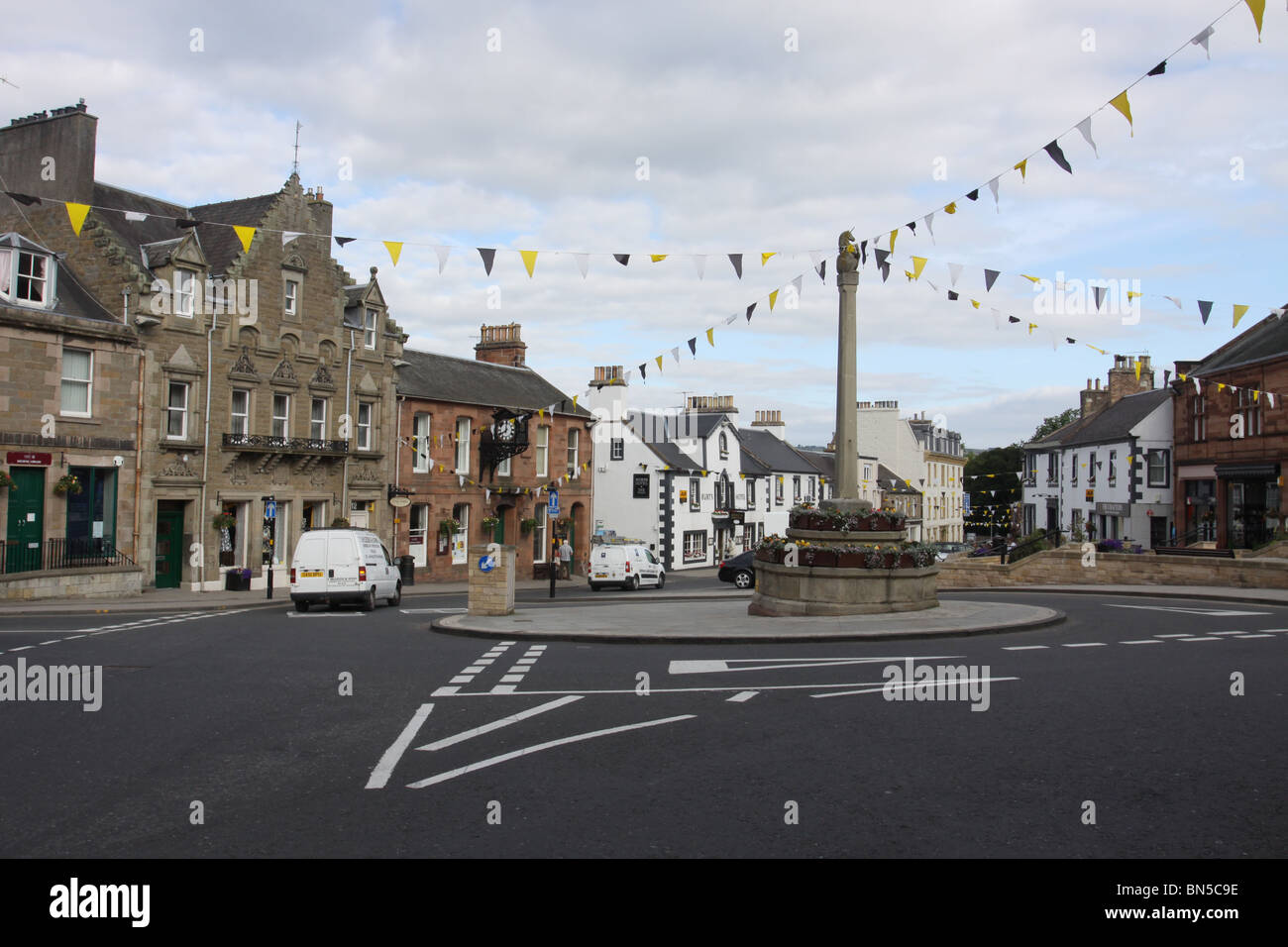 Market Square decorated for Melrose week Melrose Scotland June 2010 ...