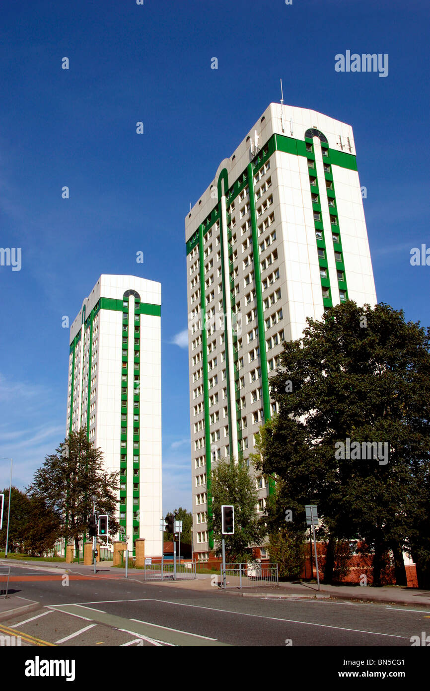 UK, England, Cheshire, Stockport, local authority HighRise social housing, Lancashire Hill