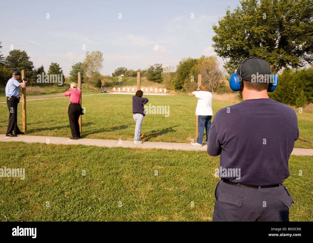 Firearms training at the shooting range for new Correctional Officers