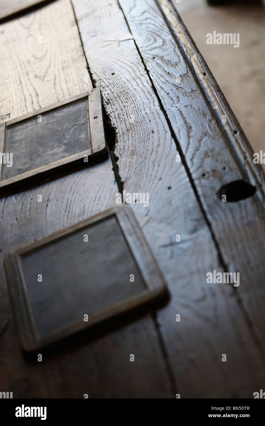 Stock Photo Of Old Wooden School Desks In The Old School At