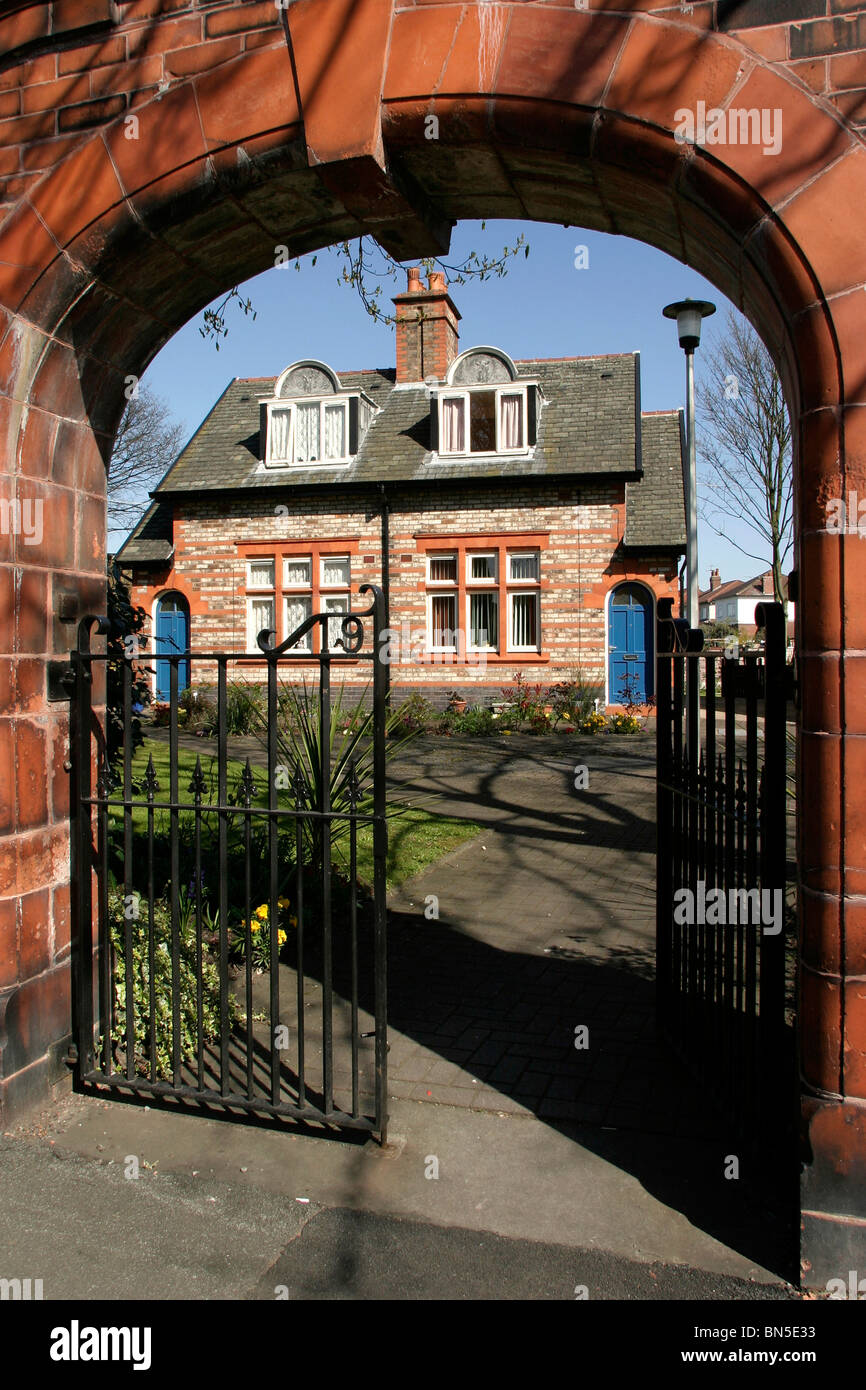 England, Cheshire, Stockport, Heaton Moor, Charity, Victorian Ainsworth Almshouses in Green Lane