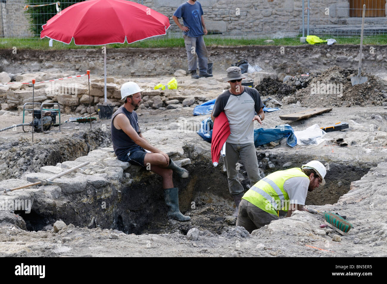 Archeology dig at Mortemart in France. Stock Photo