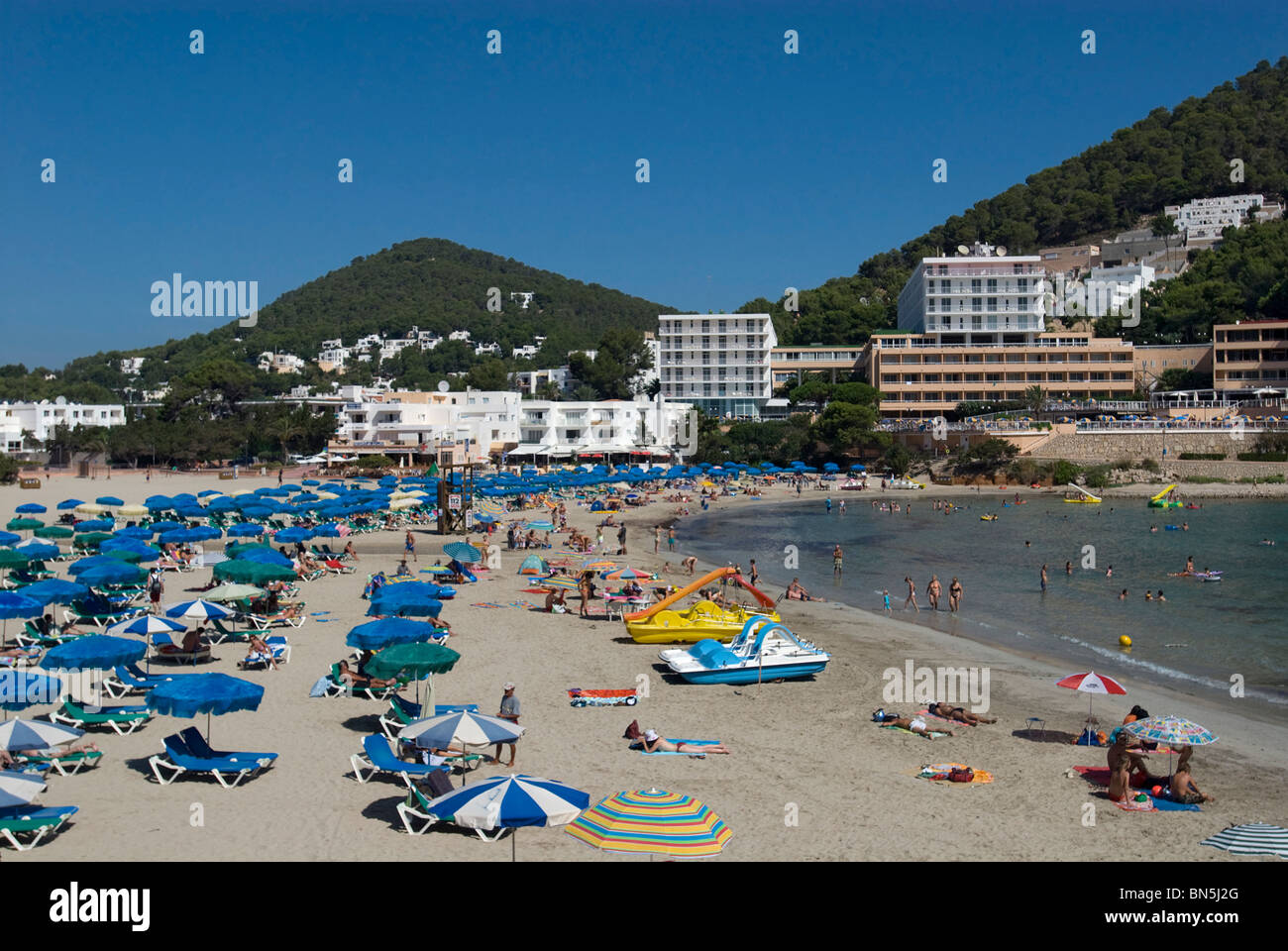 Beach at Cala Llonga, Ibiza, Balearics, Spain Stock Photo