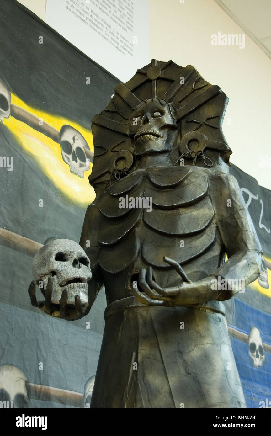 Statue depicting Mictlantecuhtli in a museum in Mixquic, Mexico Stock