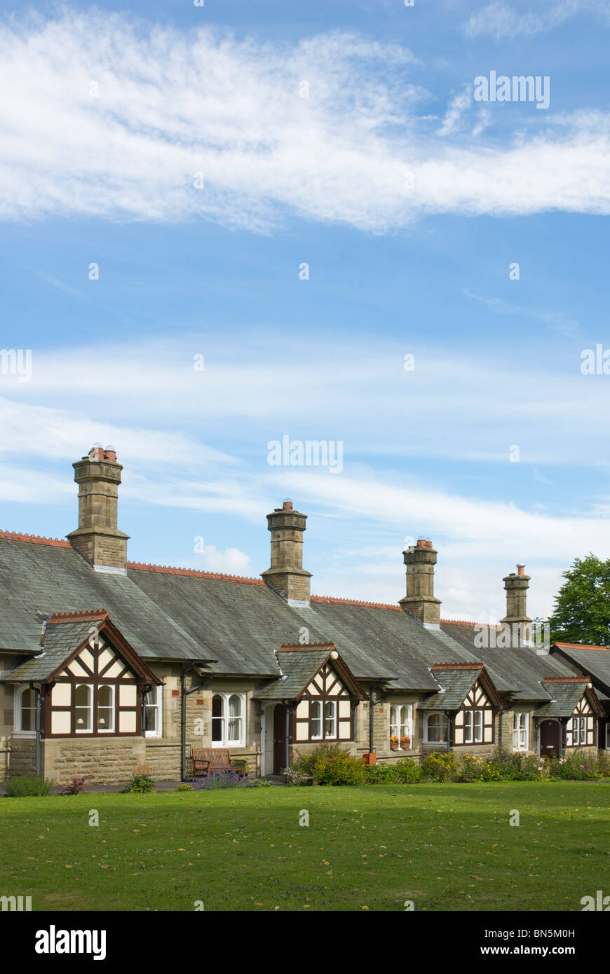 Almshouses in the village of Waddington, Lancashire, England UK Stock Photo