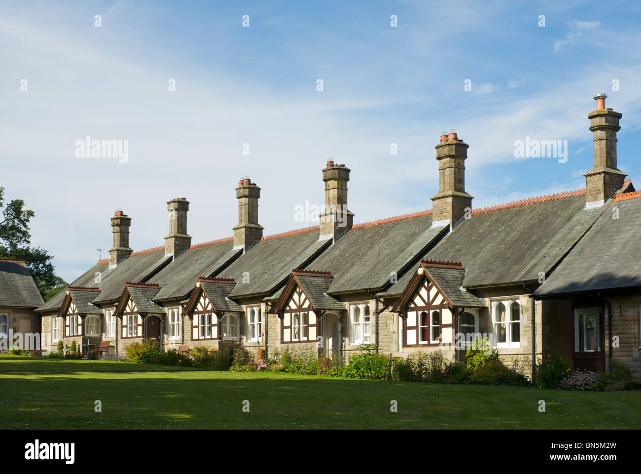 Almshouses in the village of Waddington, Lancashire, England UK Stock Photo