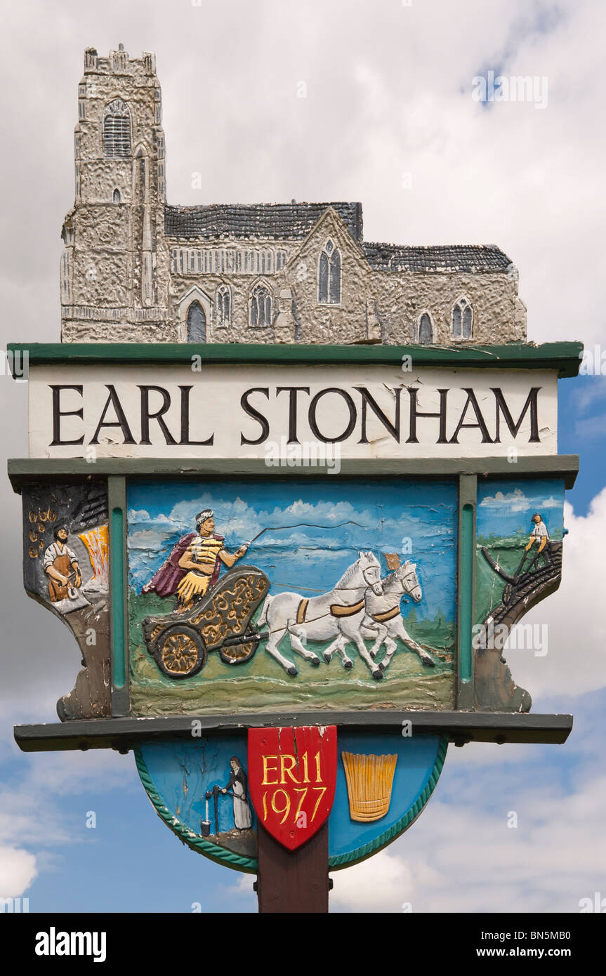 The village sign of Earl Stonham in Suffolk , England , Great Britain ...