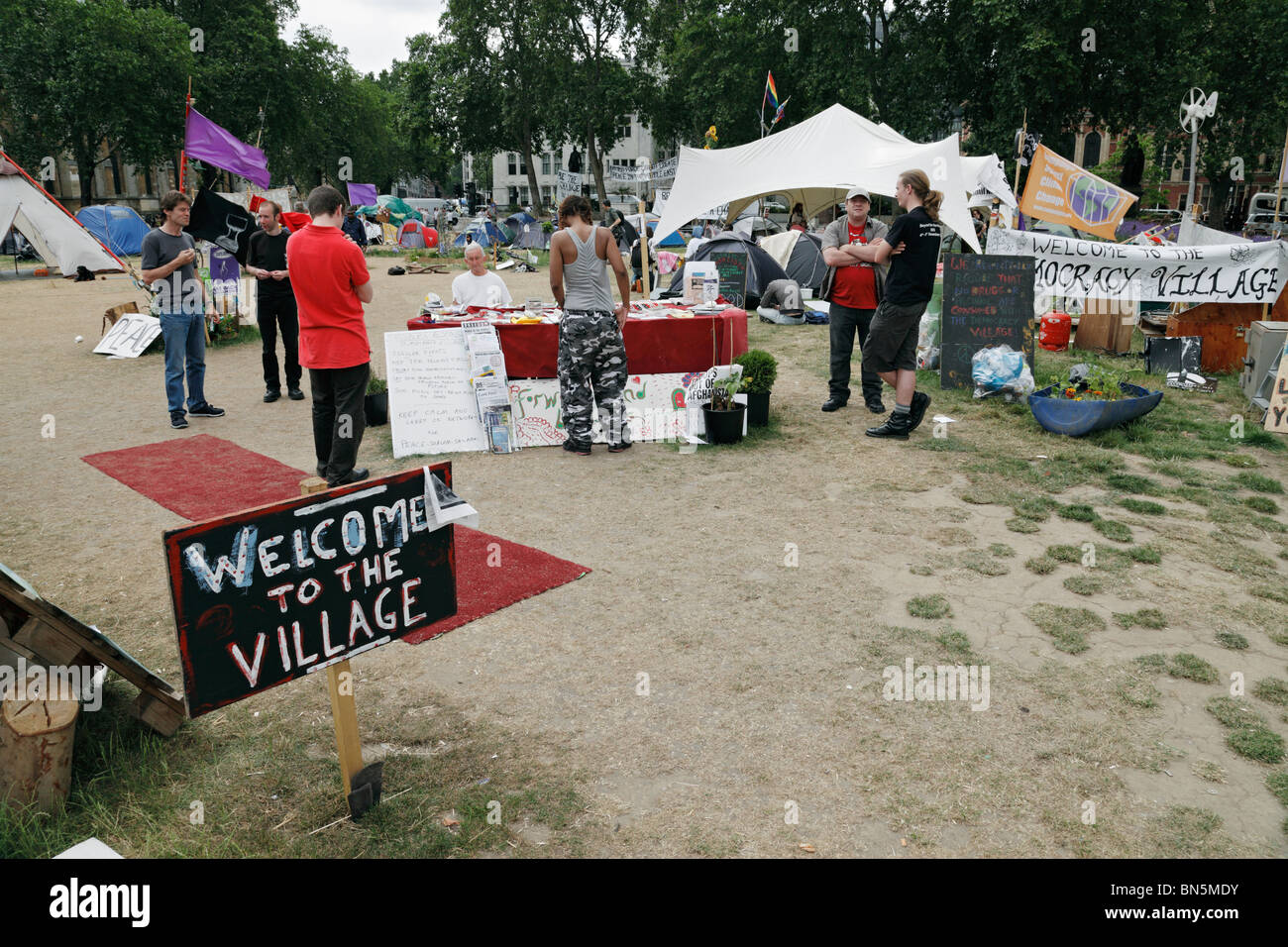 Protesters at the Peace Camp, Parliament Square. Stock Photo