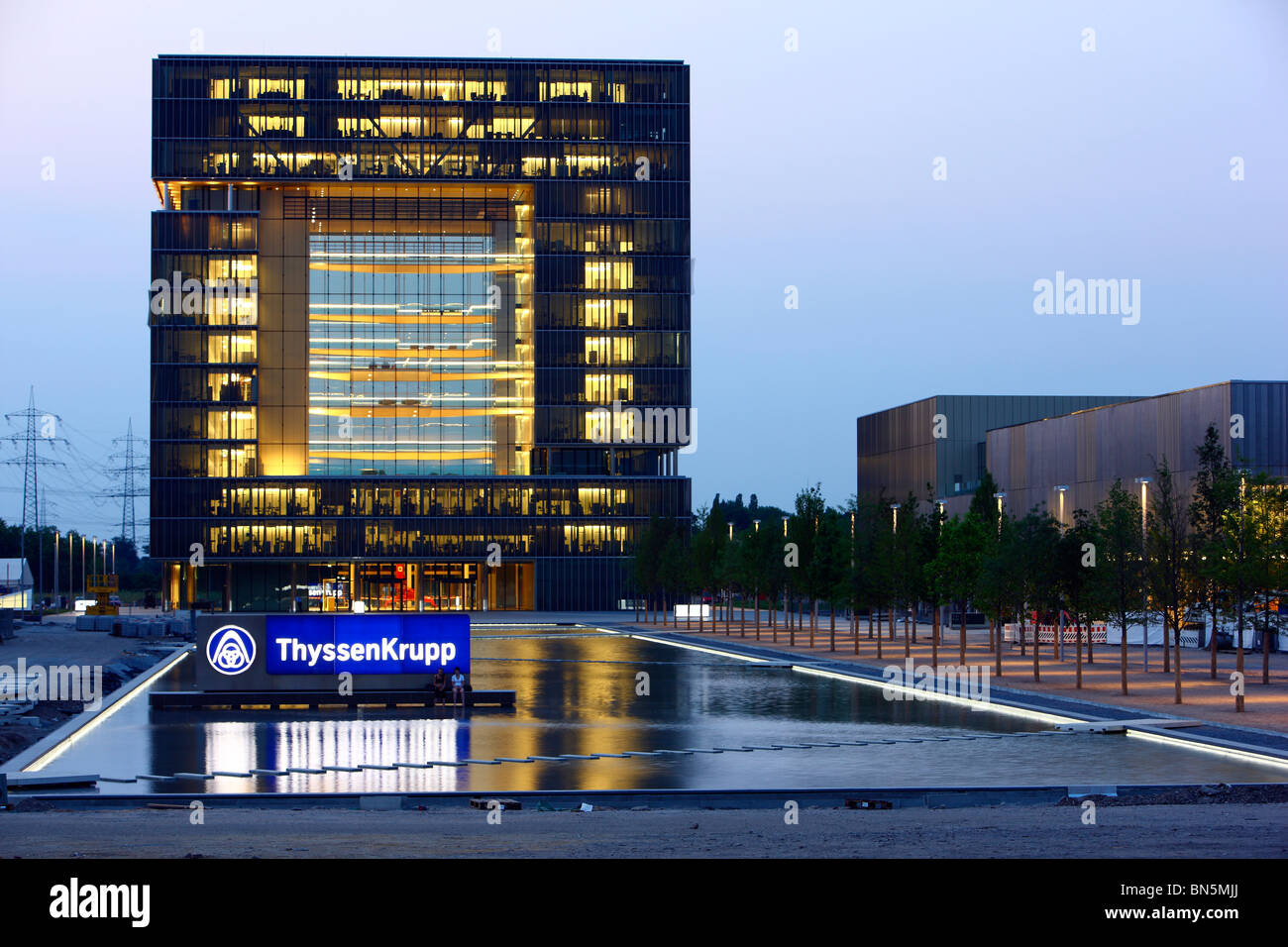 New Headquarter of German steel and technology industry group Thyssen Krupp in Essen, Germany. Stock Photo