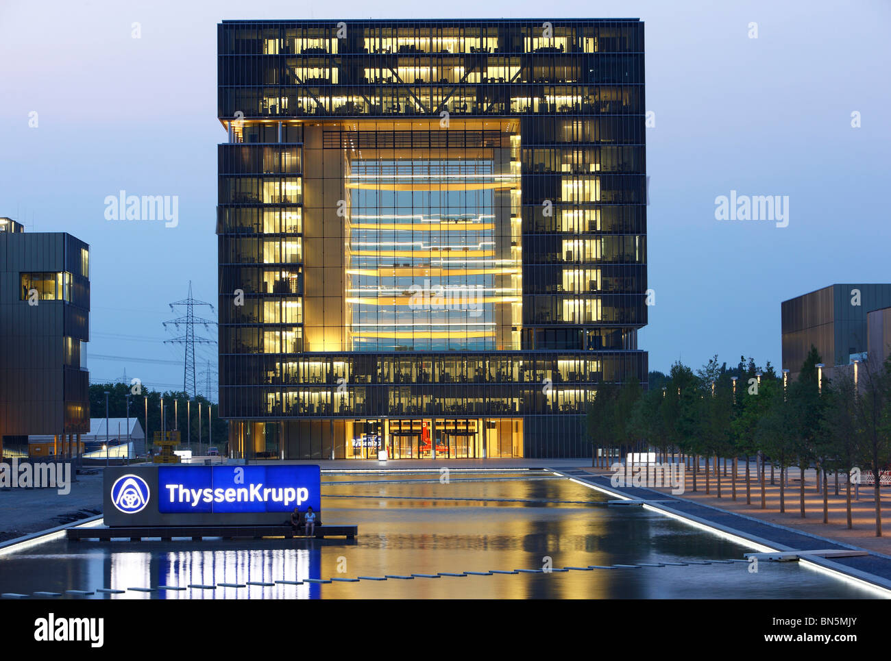 New Headquarter of German steel and technology industry group Thyssen Krupp in Essen, Germany. Stock Photo