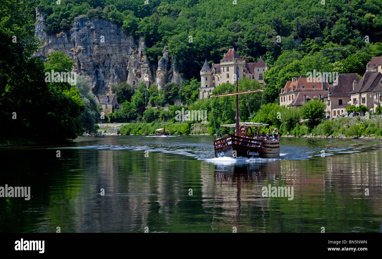 Dordogne River scene at La Roque Gageac. Stock Photo