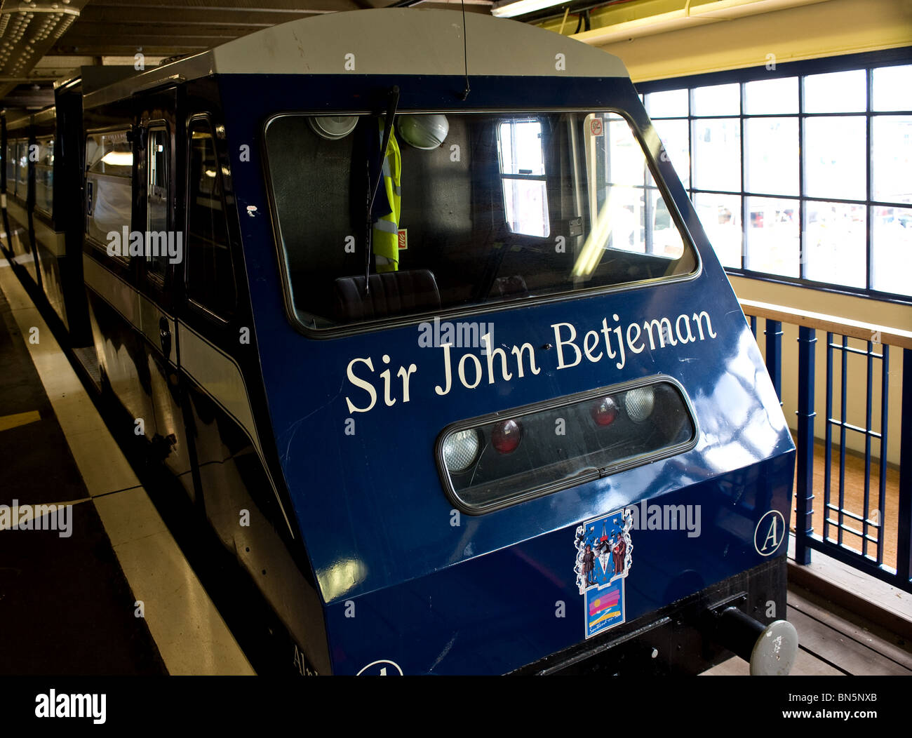 An electric train on Southend Pier in Essex Stock Photo