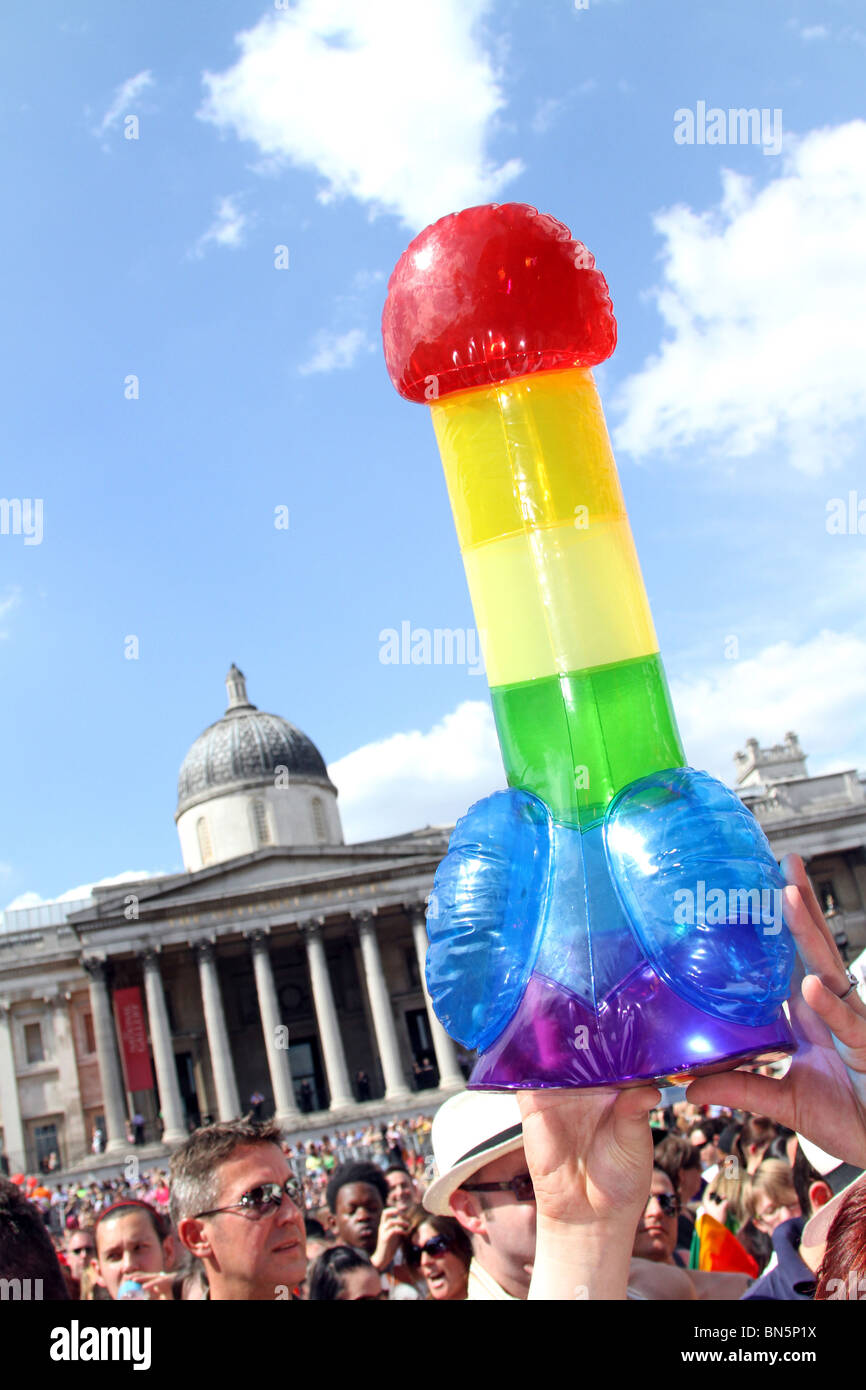 Inflatable rainbow penis at the 40th Anniversary of Pride - Gay Pride  Parade in London, 3rd July 2010 Stock Photo - Alamy