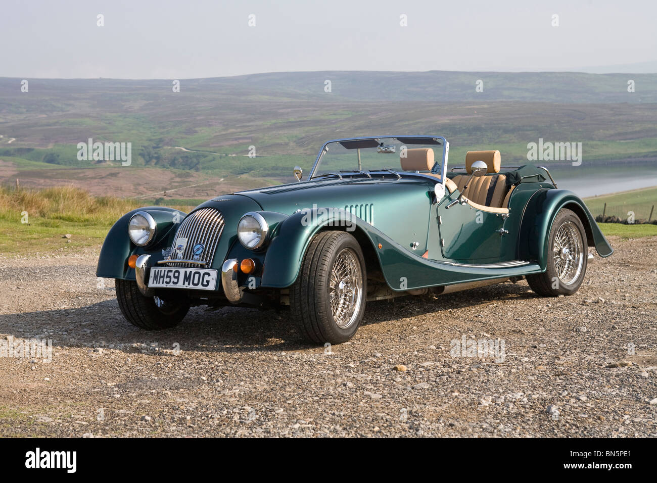 Morgan Roadster R100 Sports Car 2009 in Amazon Green located in the  Yorkshire Dales, UK Stock Photo - Alamy