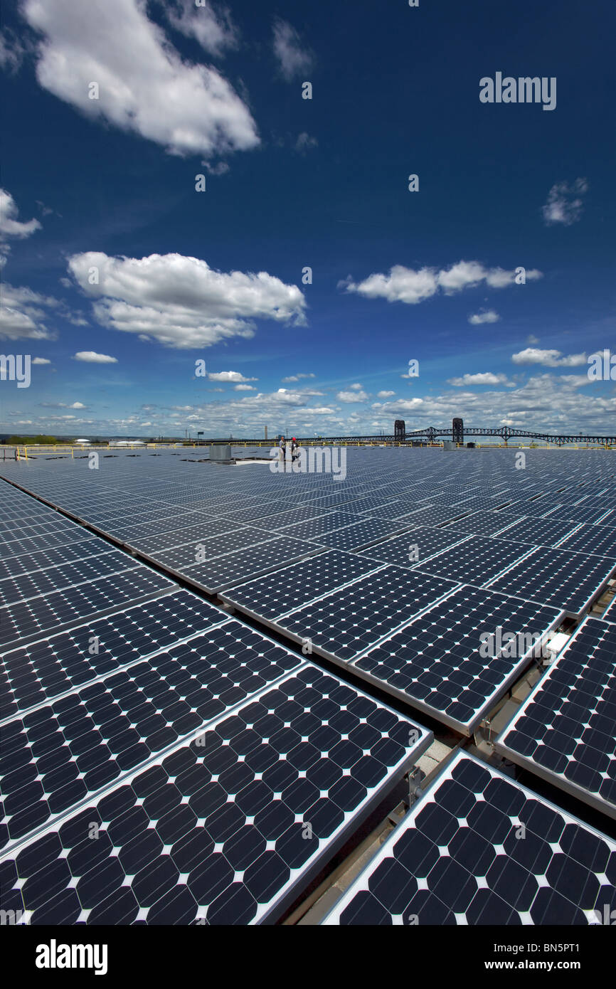 Solar Panels Collecting Sunlight Stock Photo