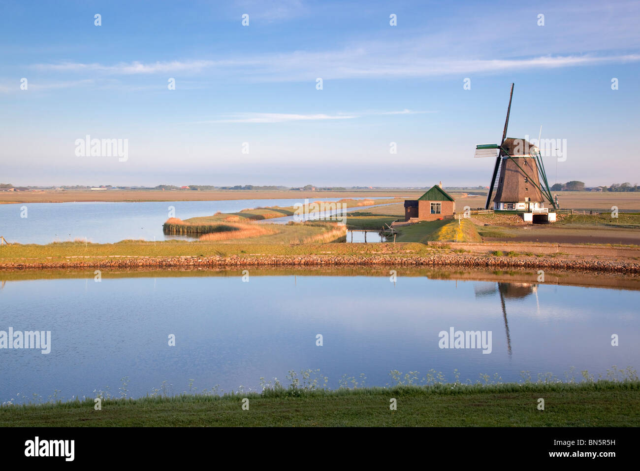 Windmill at Krassekeet; near Osterend; Texel; Netherlands; Stock Photo