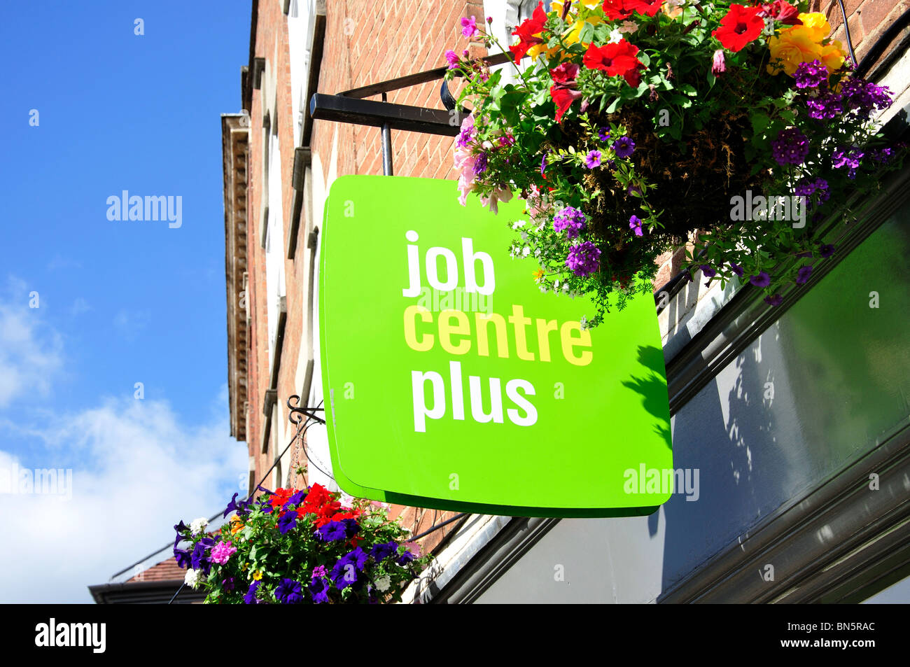 Job Centre Plus office sign, Church Street, The Cross, Tewkesbury, Gloucestershire, England