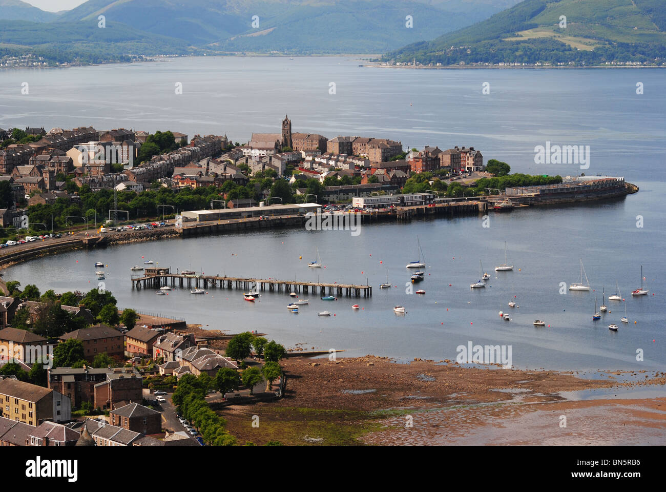 A view of Gourock from The Lyle Hill in Greenock. Stock Photo