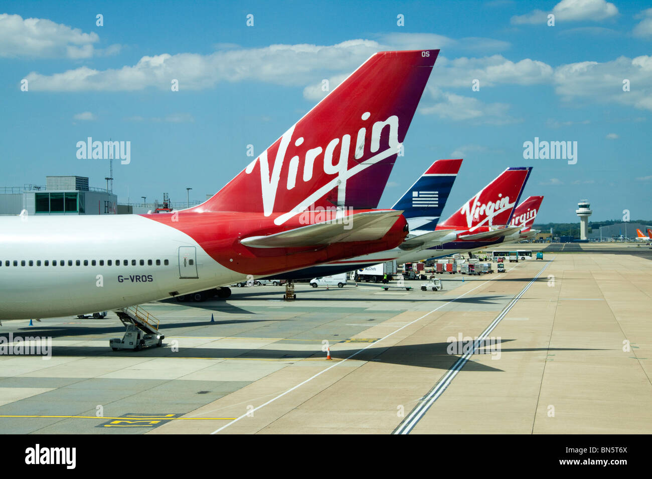 Virgin Airlines aircrafts, Gatwick Airport, England, UK Stock Photo