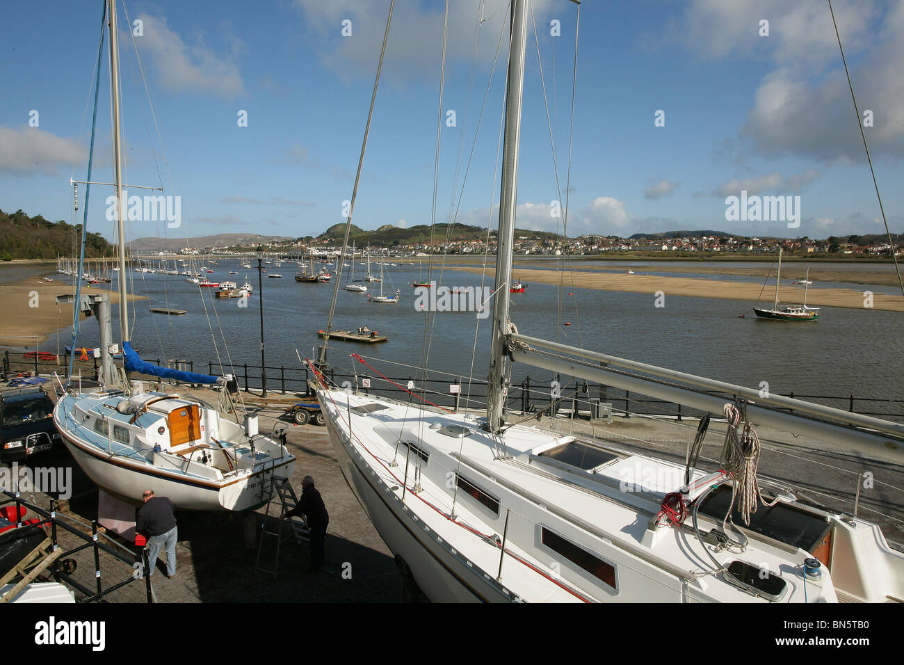 The harbour at Conway, Wales Stock Photo