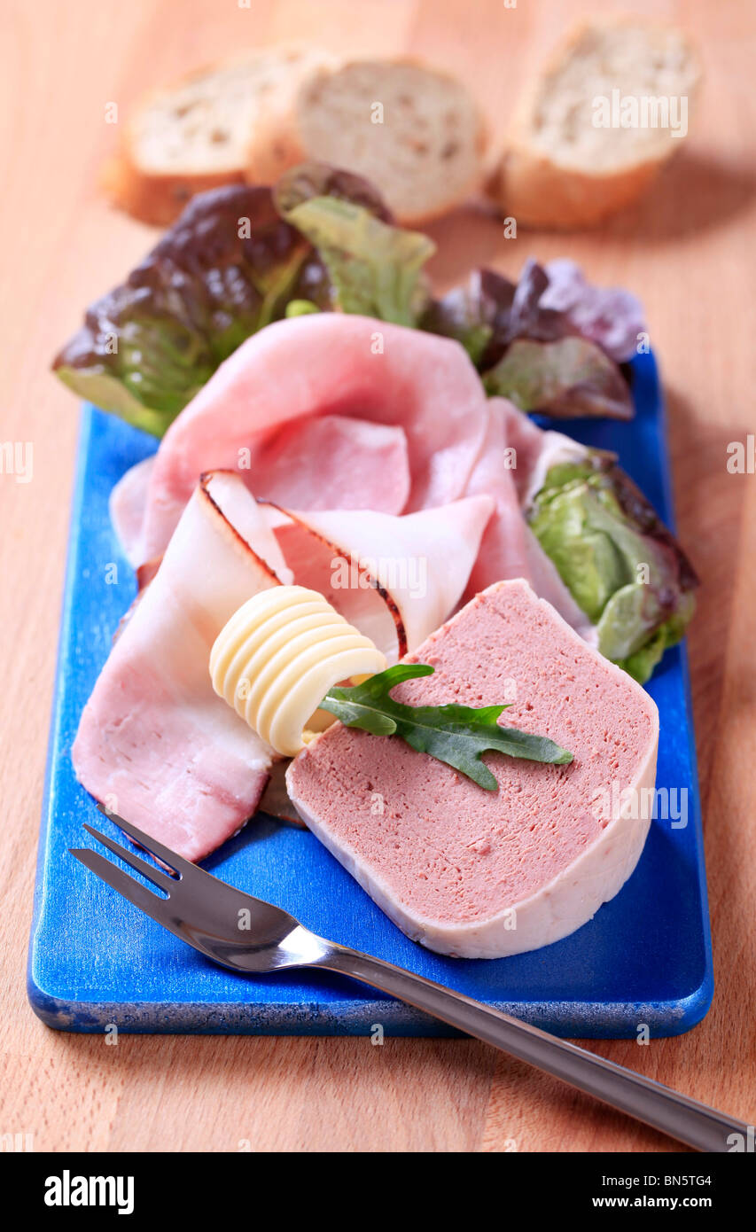 Liver pate, bacon and ham Stock Photo Alamy