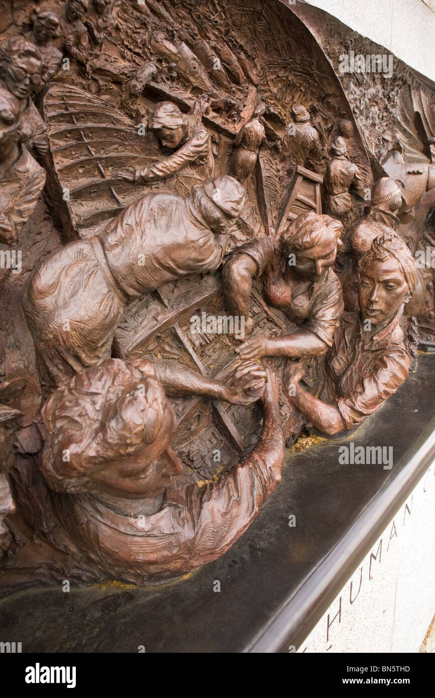 Detail from the Battle of Britain Memorial at Embankment in London, England, UK. Stock Photo