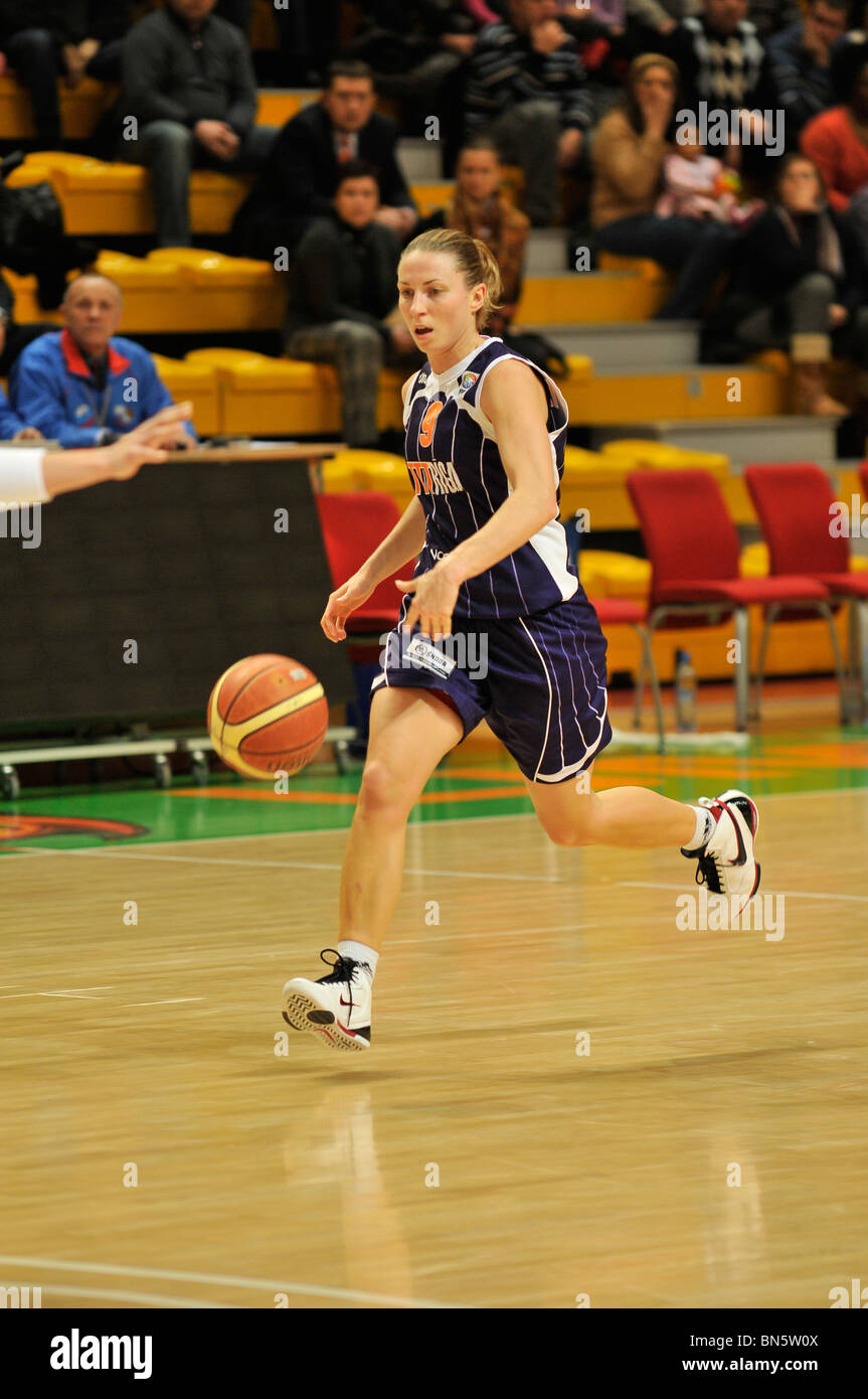 Kristine Karklina #9 takes the ball Stock Photo