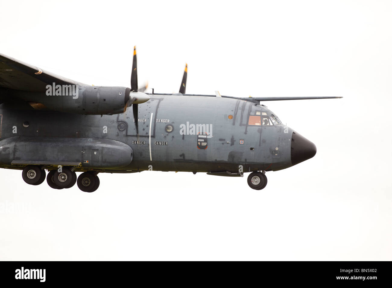 French Armee de L'air Transall C160 transport from Escadron de Transport 64 at RAF Waddington Airshow - arrivals 02 July 2010 Stock Photo