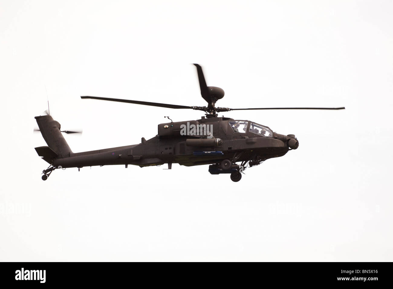 Westland Apache AH1 of 673 Sqn, Army Air Corps arrives at RAF Waddington International Airshow - arrivals 02 July 2010 Stock Photo