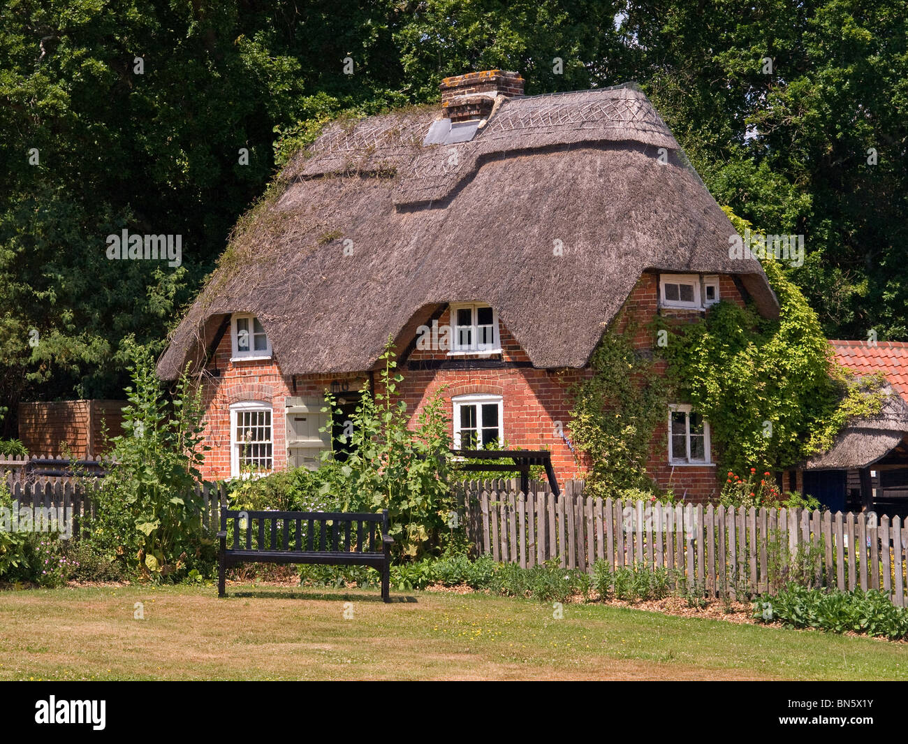 16th Century Cobb Cottage at Furzey Gardens Minstead New Forest Stock