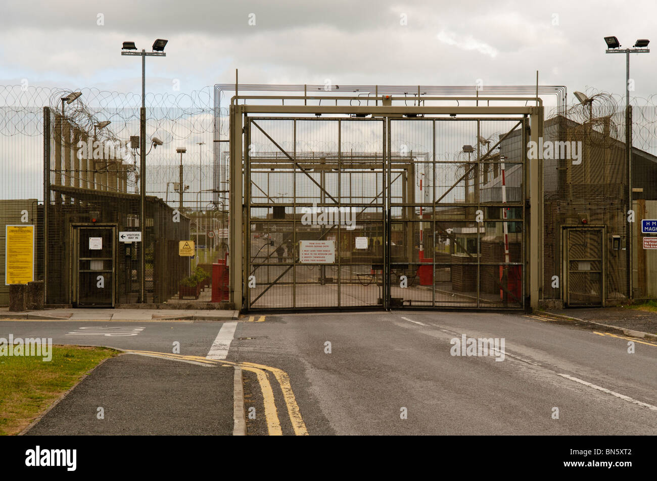 Front gates of the high security prison, HMP Maghaberry Stock Photo Alamy