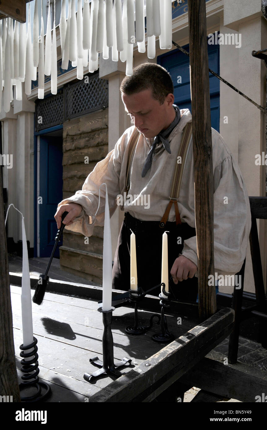ENGLAND TRADITIONAL CANDLE MAKING IN VICTORIAN FAIR IN SHEPTON MALLET
