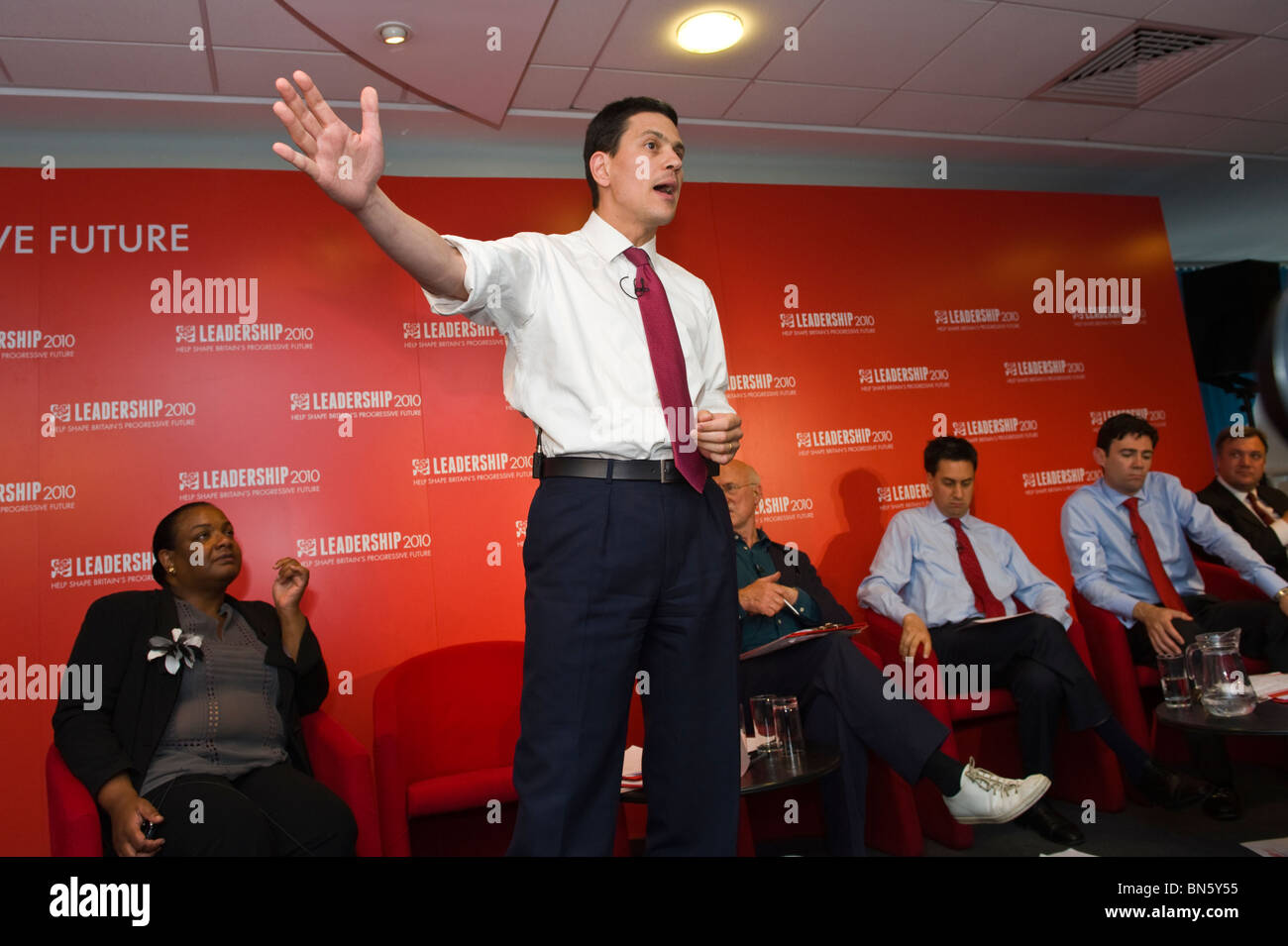 David Miliband candidate for Labour Party leadership addressing party members at hustings in Cardiff South Wales UK Stock Photo