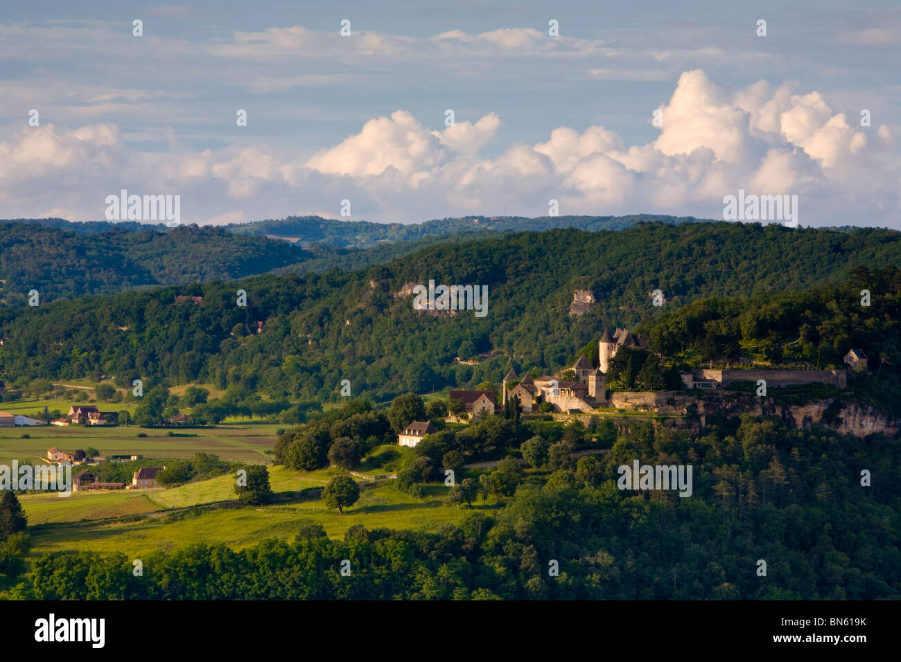 Elevated view over the idyllic Chateau de Marqueyssac, Dordogne, France Stock Photo
