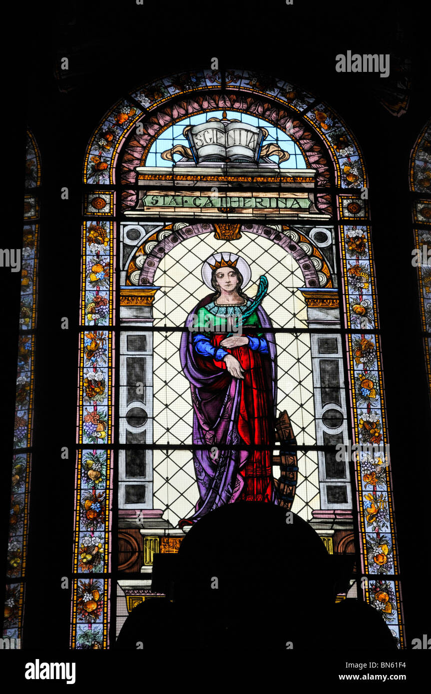 Stain glass window in St. Stephen's Basilica,Budapest, the capital of Hungary,Europe Stock Photo