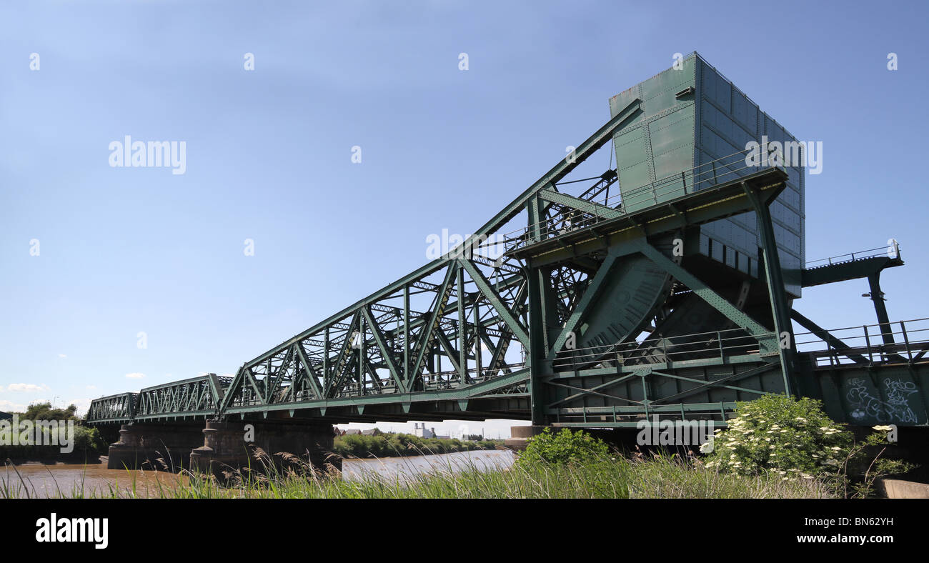 Keadby Bridge over the River Trent in North Lincolnshire. Stock Photo