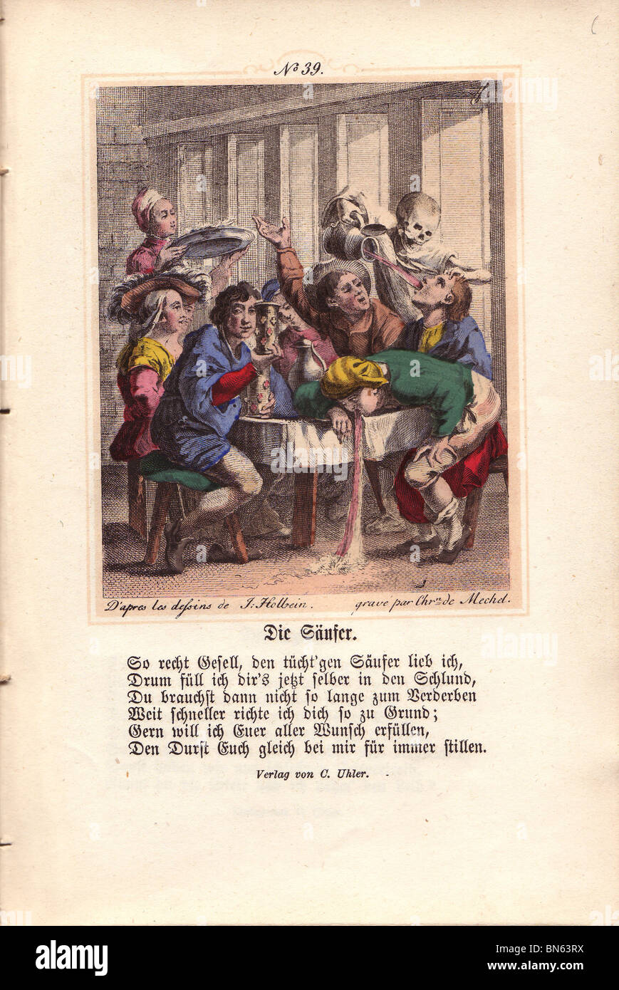 The Drunkard from Mechel's 'Triumph of Death' 1860 Stock Photo