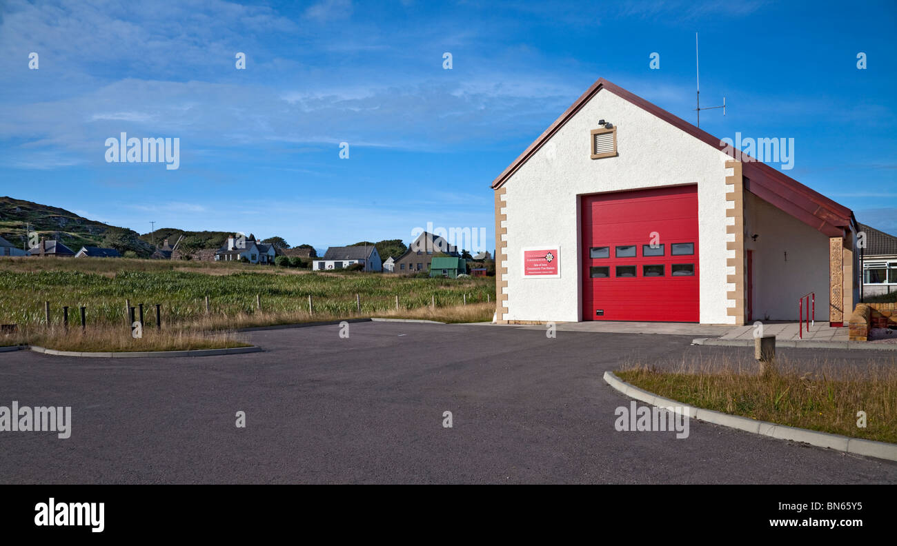 The Isle of Iona community Fire station, run by Strathclyde Fire and Rescue. Iona is a small island off the west coast of Mull, Scotland. Stock Photo