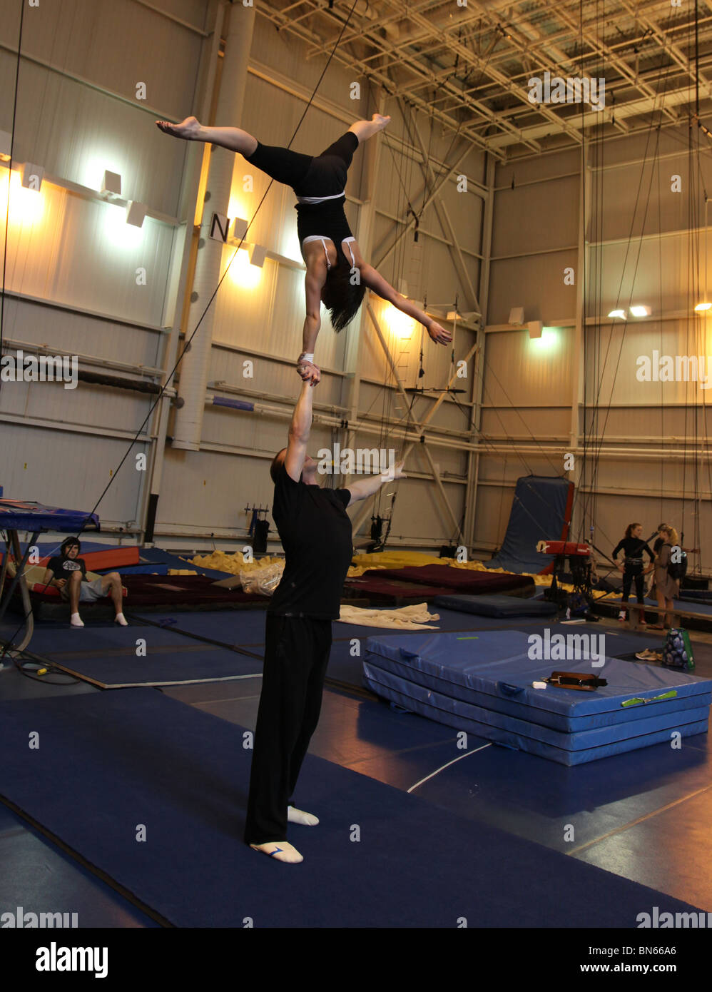 Cirque du Soleil training session, Montreal HQ Stock Photo