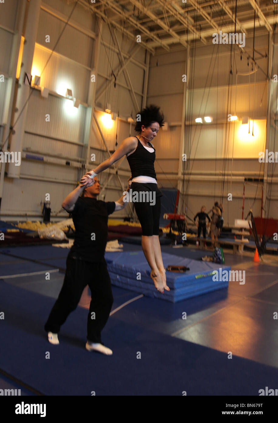 Cirque du Soleil training session, Anna Kachalova, Dmitri Belyakov, Montreal HQ Stock Photo