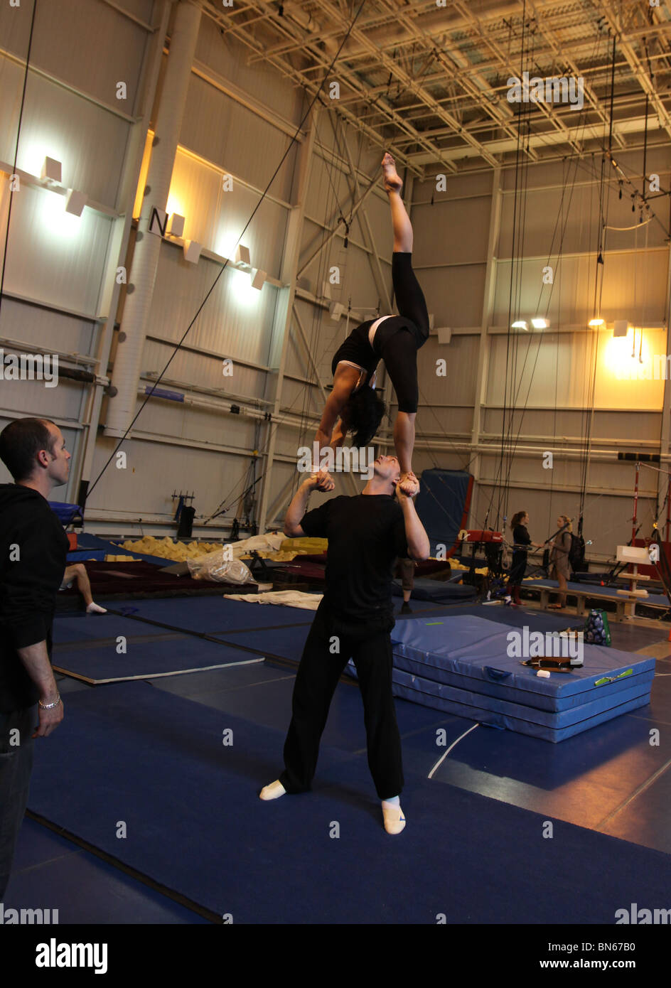 Cirque du Soleil training session, Montreal HQ Stock Photo