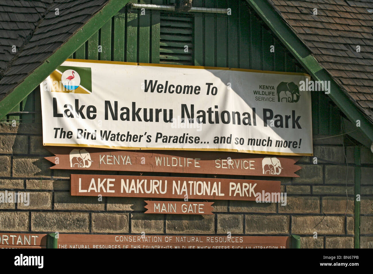 Sign at the entrance (Main Gate) of Lake Nakuru National Park, Nakuru