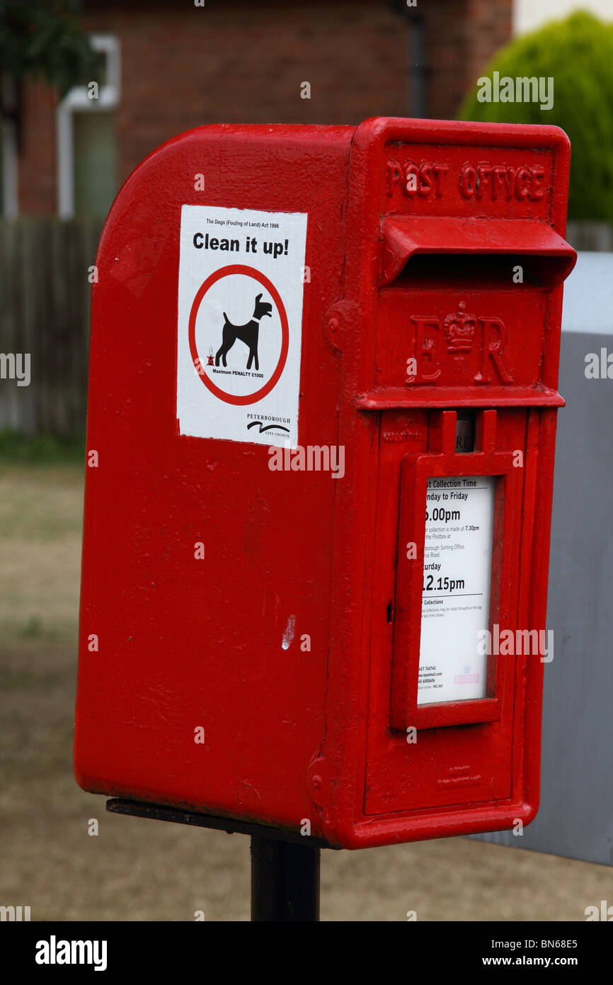 A Post Office letter post box in Peterborough, which someone has stuck