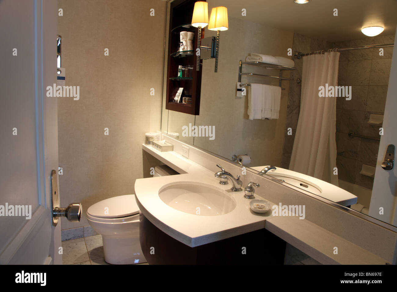 bathroom of suite in Fairmont Queen Elizabeth Hotel, Montreal Stock Photo